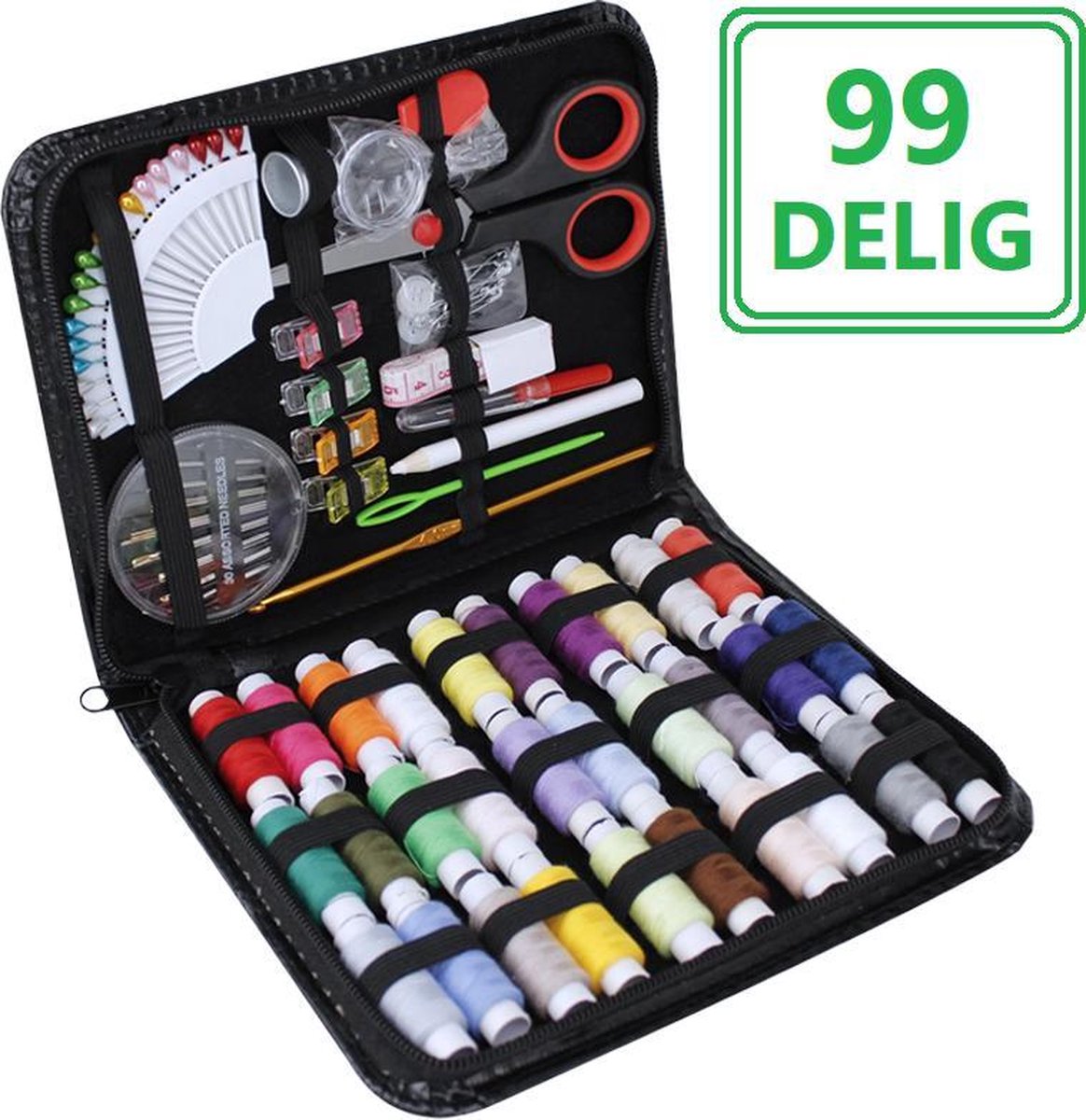 99 Delige Naaiset met Rits tas | Naaigerei | Naaikit | Naaigarnituur | 30 XXL Spoelen met garen | Mondmasker / Mondkapje maken